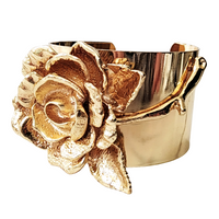 Gold 3D Flower Cuff Bracelet