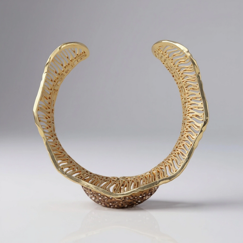 Gold Pave Adorned Pearl Cuff