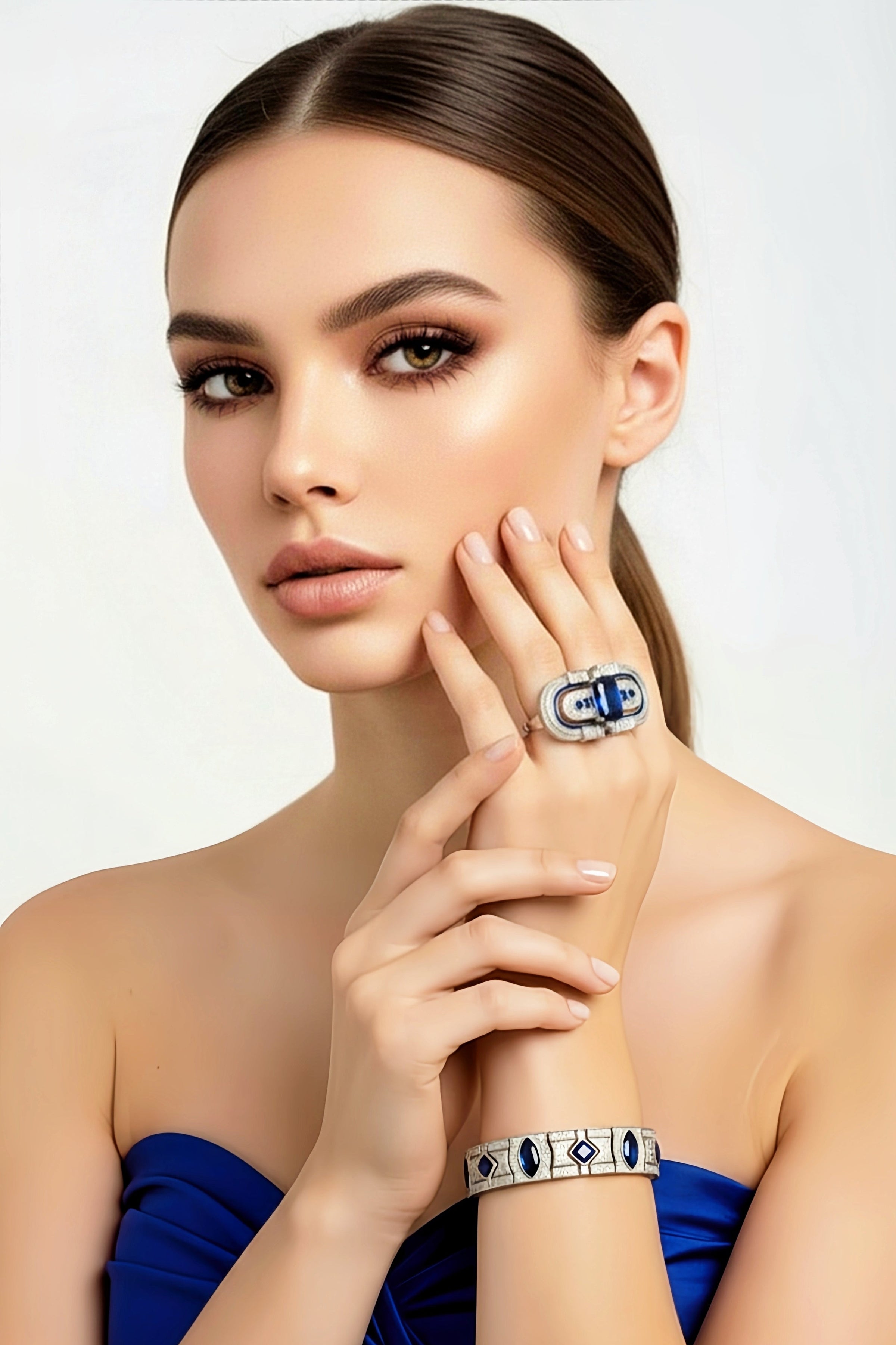 Sterling Silver Blue Sapphire Ring and Bracelet