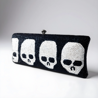 Black Skull Crystal Clutch