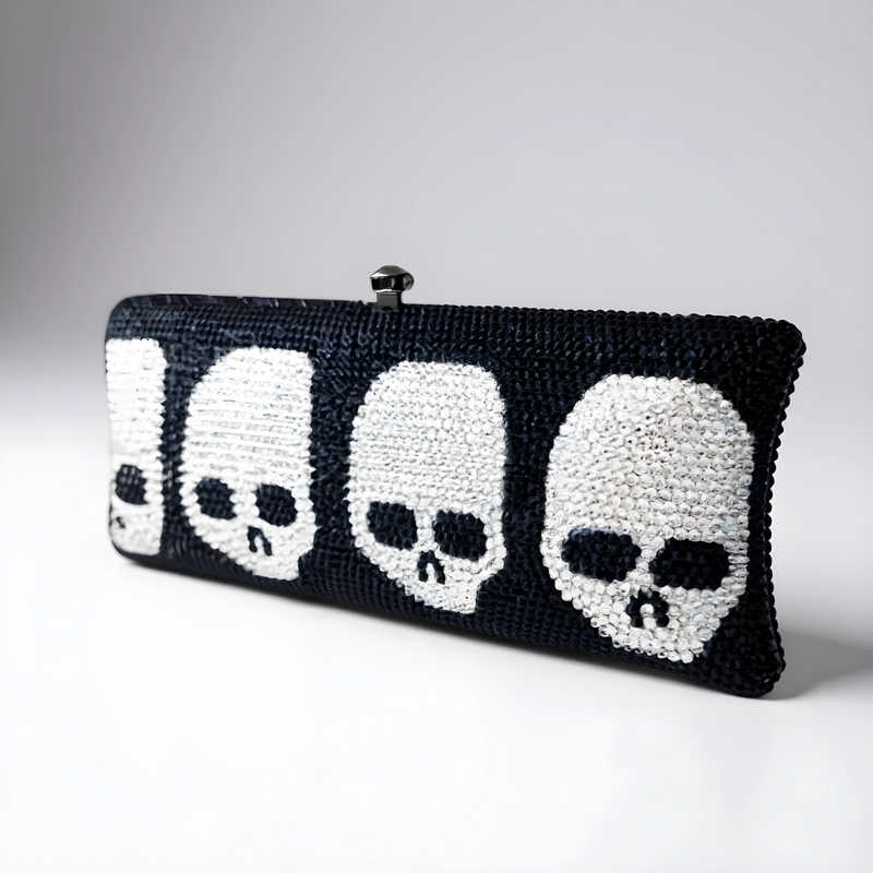 Black Skull Crystal Clutch