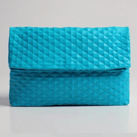 Teal Blue Leather Clutch