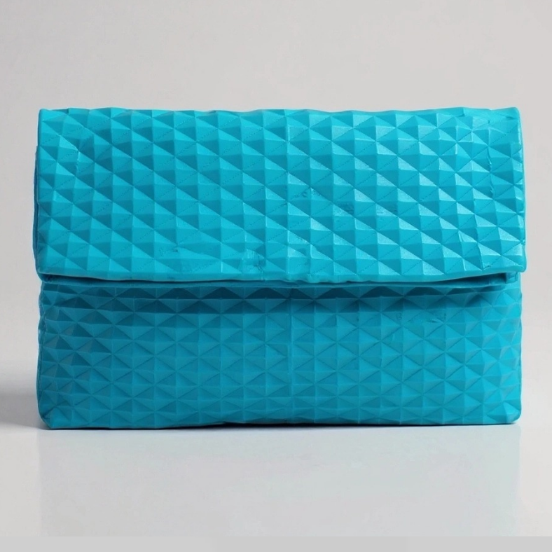 Teal Blue Leather Clutch