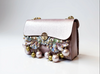 Pink Leather Pearl Embellished Purse