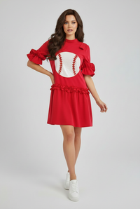 Red Sequin Baseball Dress