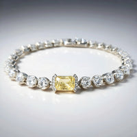 Sterling Silver Yellow and White Diamond Tennis Bracelet