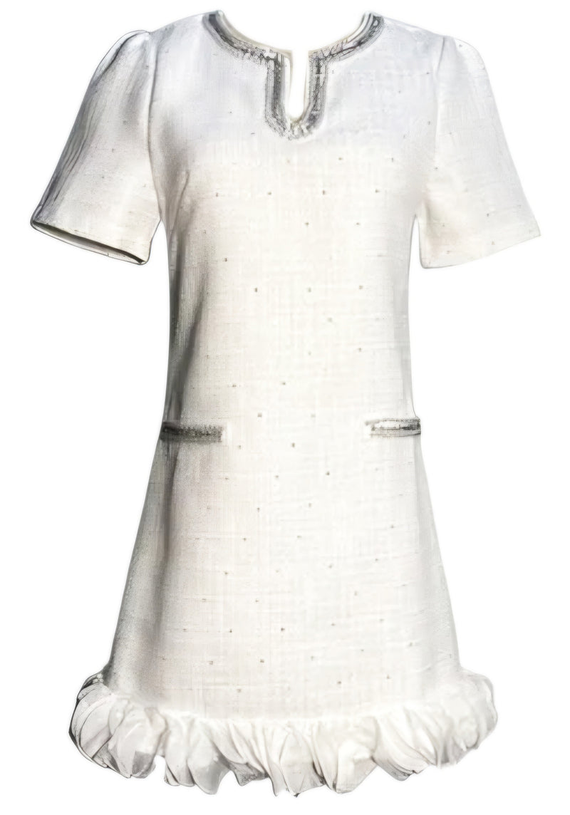 Silver Embellished Ivory Mini Dress