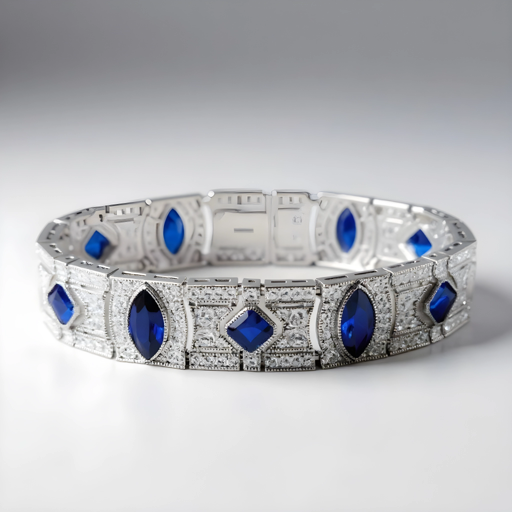 Sterling Silver Marquise Cut Sapphire Bracelet