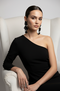 Black Floral Drop Earrings
