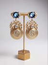 Gold and Blue Dangle Earrings