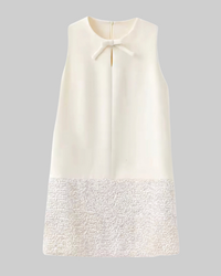 Ivory Sequin Trimmed Mini Dress