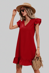 Red Ruffle Mini Dress