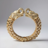 Gold Double Elephant Head Cuff Bracelet