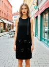 Black 3D Flower Sleeveless Mini Dress