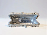 Silver Oblong Crystal Clutch