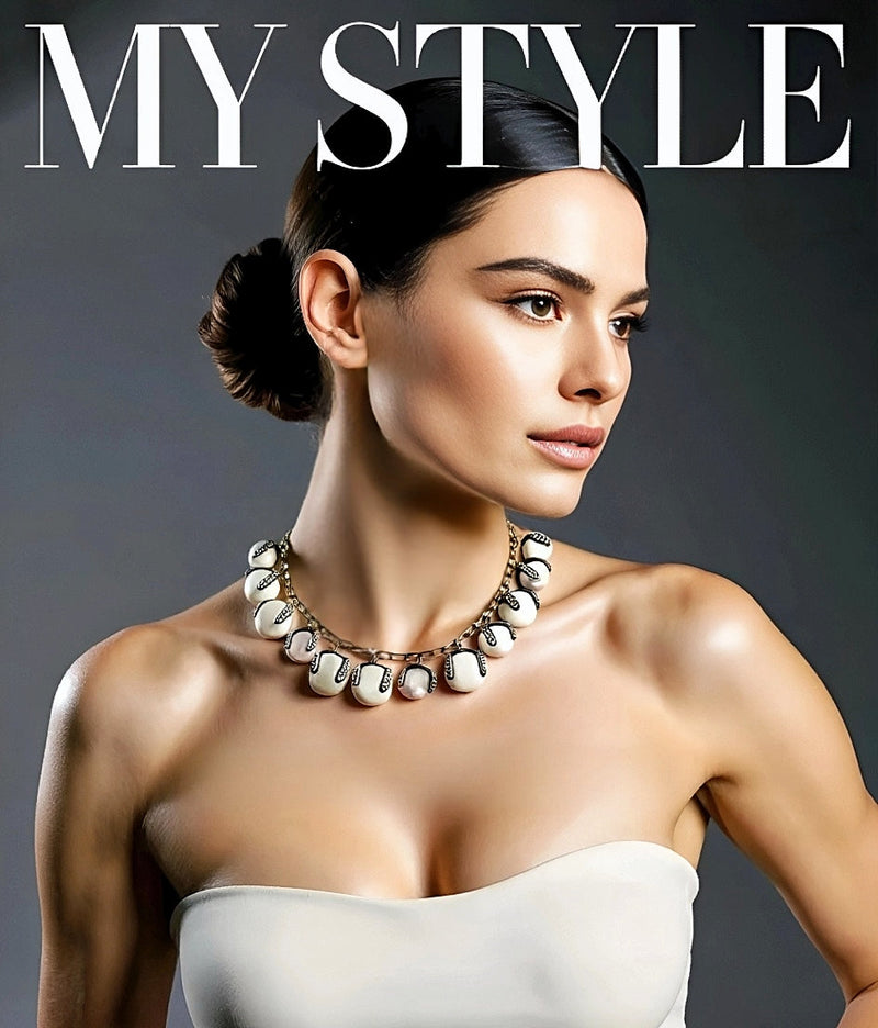 Black and White Embellished Ball Necklace