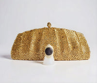 Gold Crystal Clutch and Gold Plated Sterling Silver Spinnel Ring