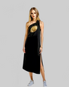 Black One Shoulder Gold Sequin Football Maxi Dress