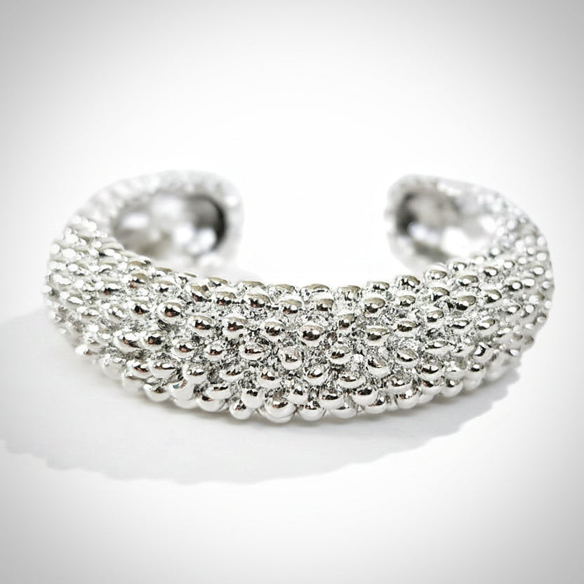 Silver Popcorn Cuff Bracelet