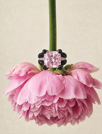 Sterling Silver Black Pave Pink Diamond Ring