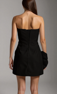 Black 3D Flower Mini Dress