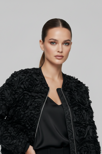 Black 3D Flower Jacket