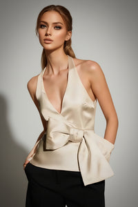 Ivory Bow Halter Top