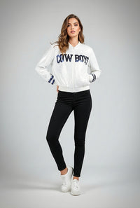 Dallas Cowboys White Sequin Bomber Jacket