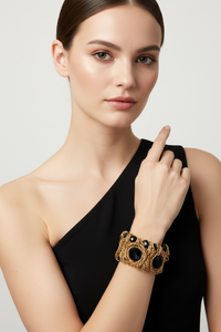 Black and Gold Stretch Bracelet