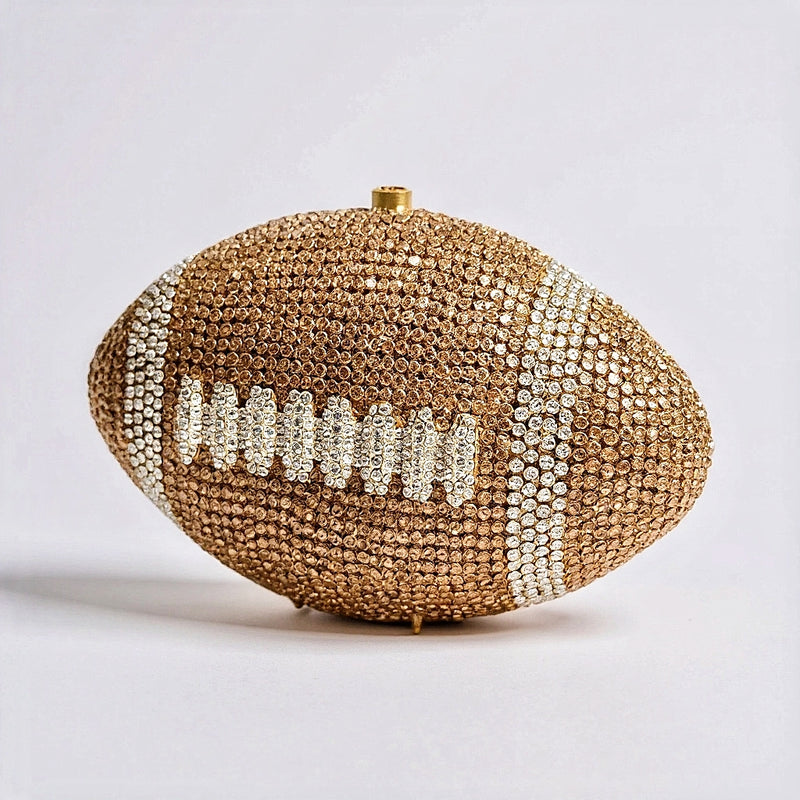 Gold Crystal Football Clutch