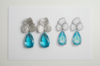 Silver and Blue 3 Leaf Clover Earrings