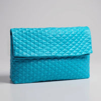 Teal Blue Leather Clutch