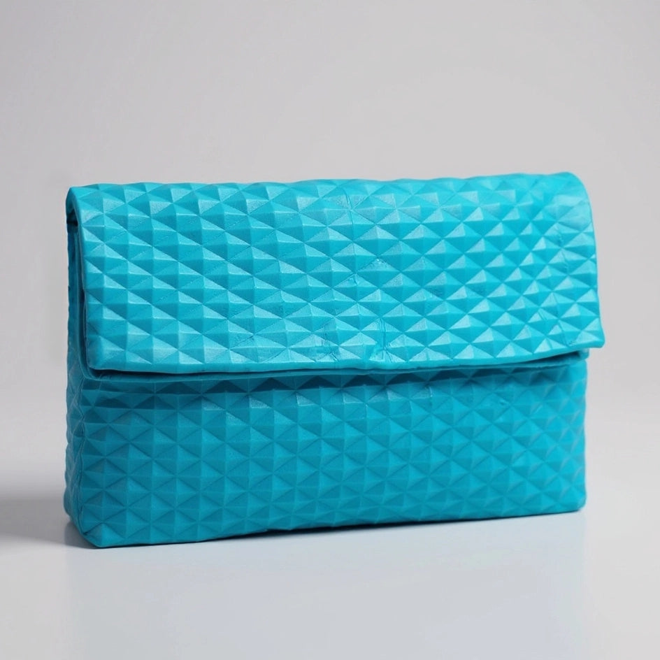 Teal Blue Leather Clutch