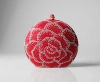 Red and White Crystal Flower Clutch