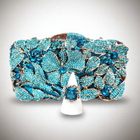 Blue Crystal Clutch Purse and Sterling Silver Ring