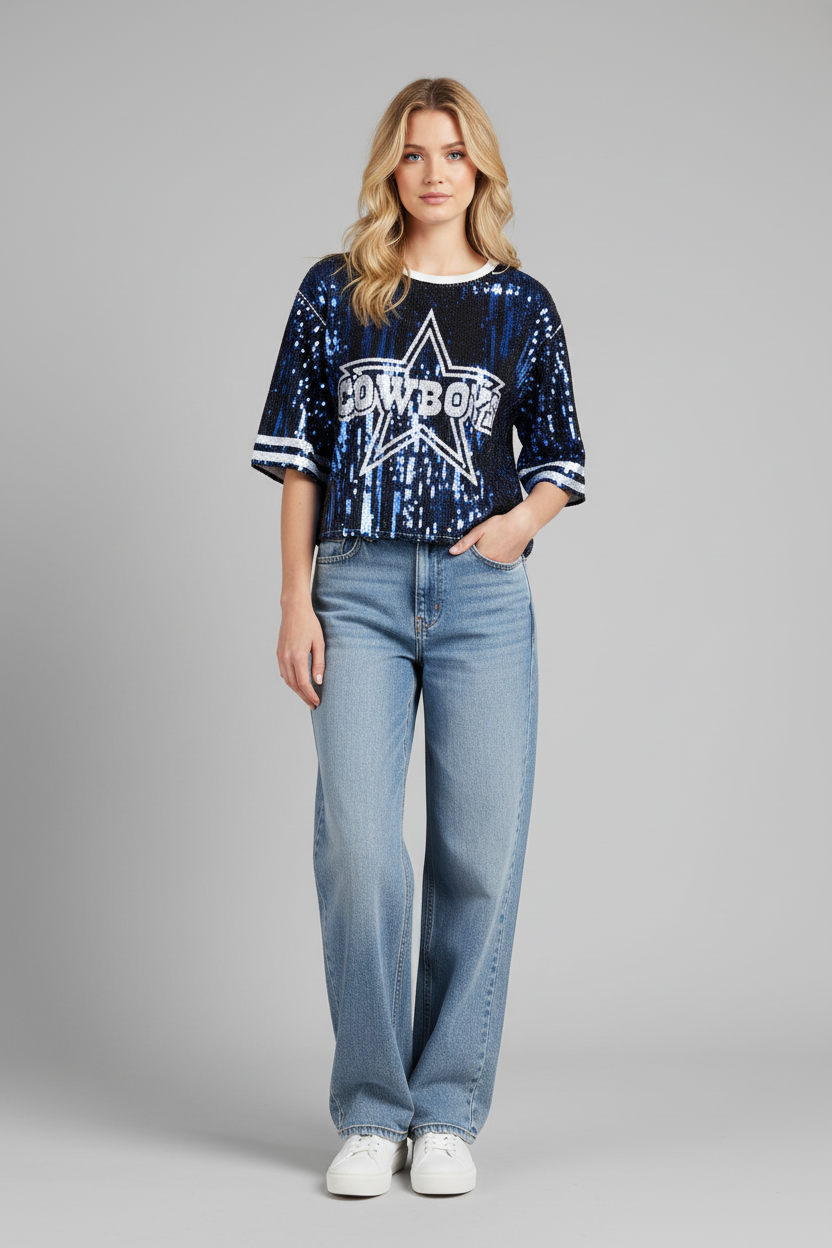 Dallas Cowboys Blue Sequin Shirt
