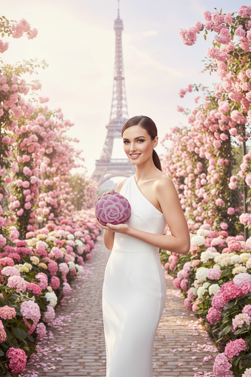 Pink Flower Clutch