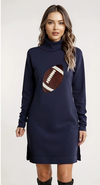 Navy Sequin Football Sweater Dress