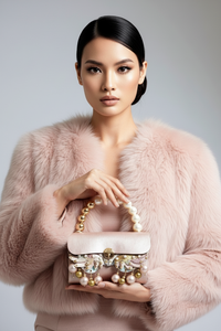 Pink Leather Pearl Embellished Purse