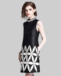 Black and White Sleeveless Mini Dress