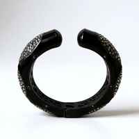 Black Enamel Crystal Pave Cuff Bracelet