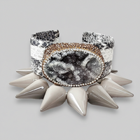 Gray Cuff and Spike Bracelet Set