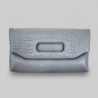 Gray Leather Clutch