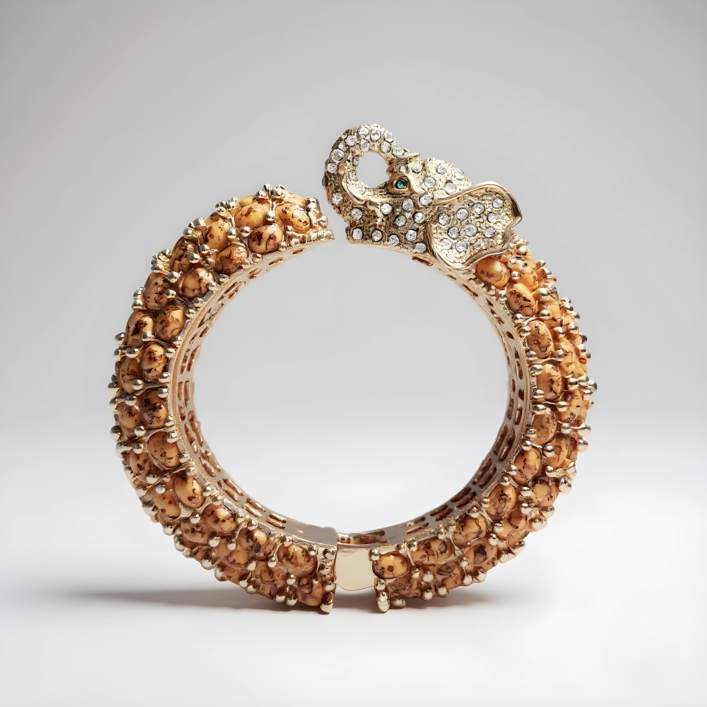 Cognac Brown Single Head Elephant Cuff Bracelet