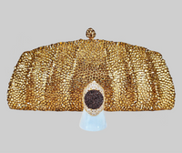 Gold Crystal Clutch and Gold Plated Sterling Silver Spinnel Ring