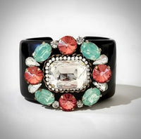 Black Multicolored Jeweled Cuff Bracelet