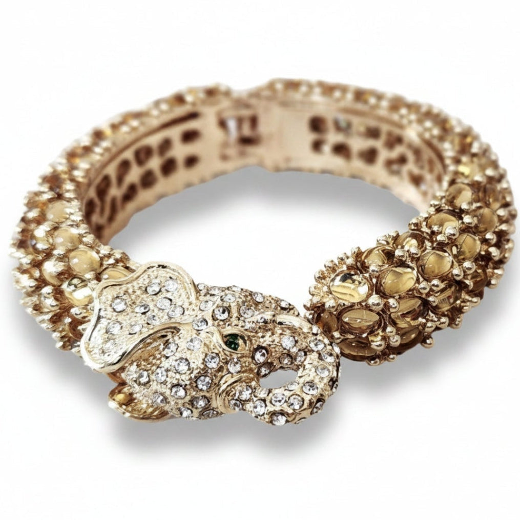 Gold Single Elephant Head Cuff Bracelet