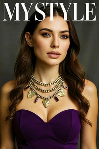 Silver and Purple Crystal Chain Necklace