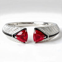 Sterling Silver Triangle Ruby Cuff Bracelet