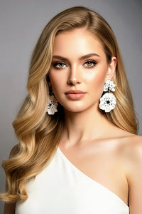 Black and White Flower Earrings